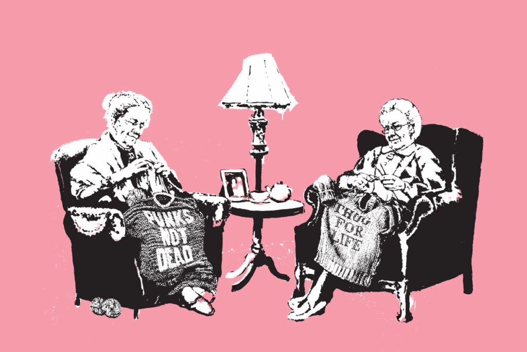 grannies, banksy, stick together gallery