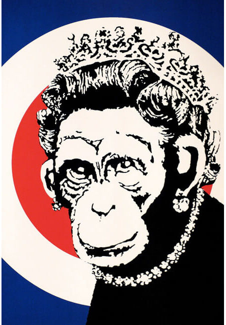 banksy for sale, banksy, stick together, banksy monkey queen